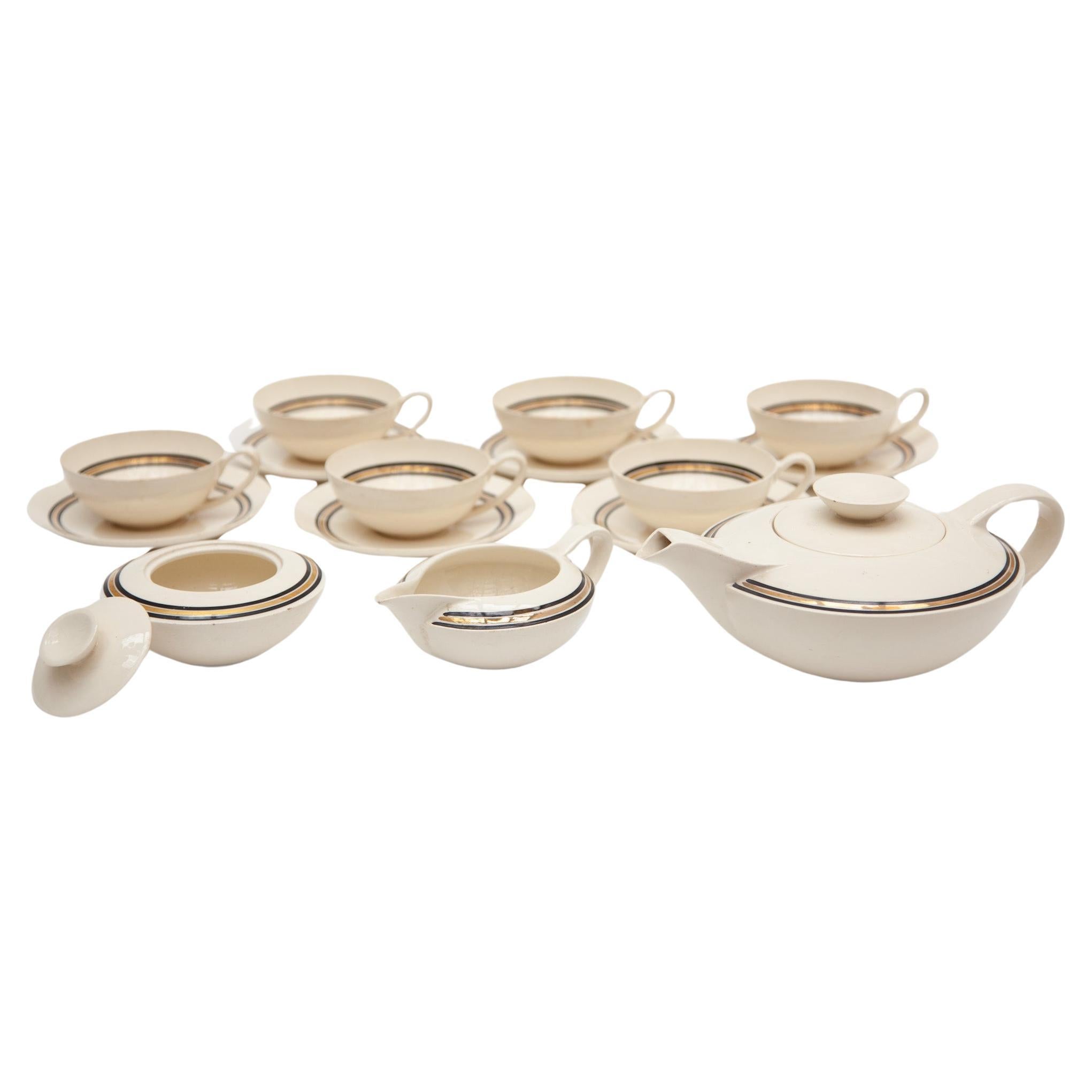 Edmond Bellefroid Tea Set by Petrus Regout Maastricht, Bauhaus, Dutch Art Deco