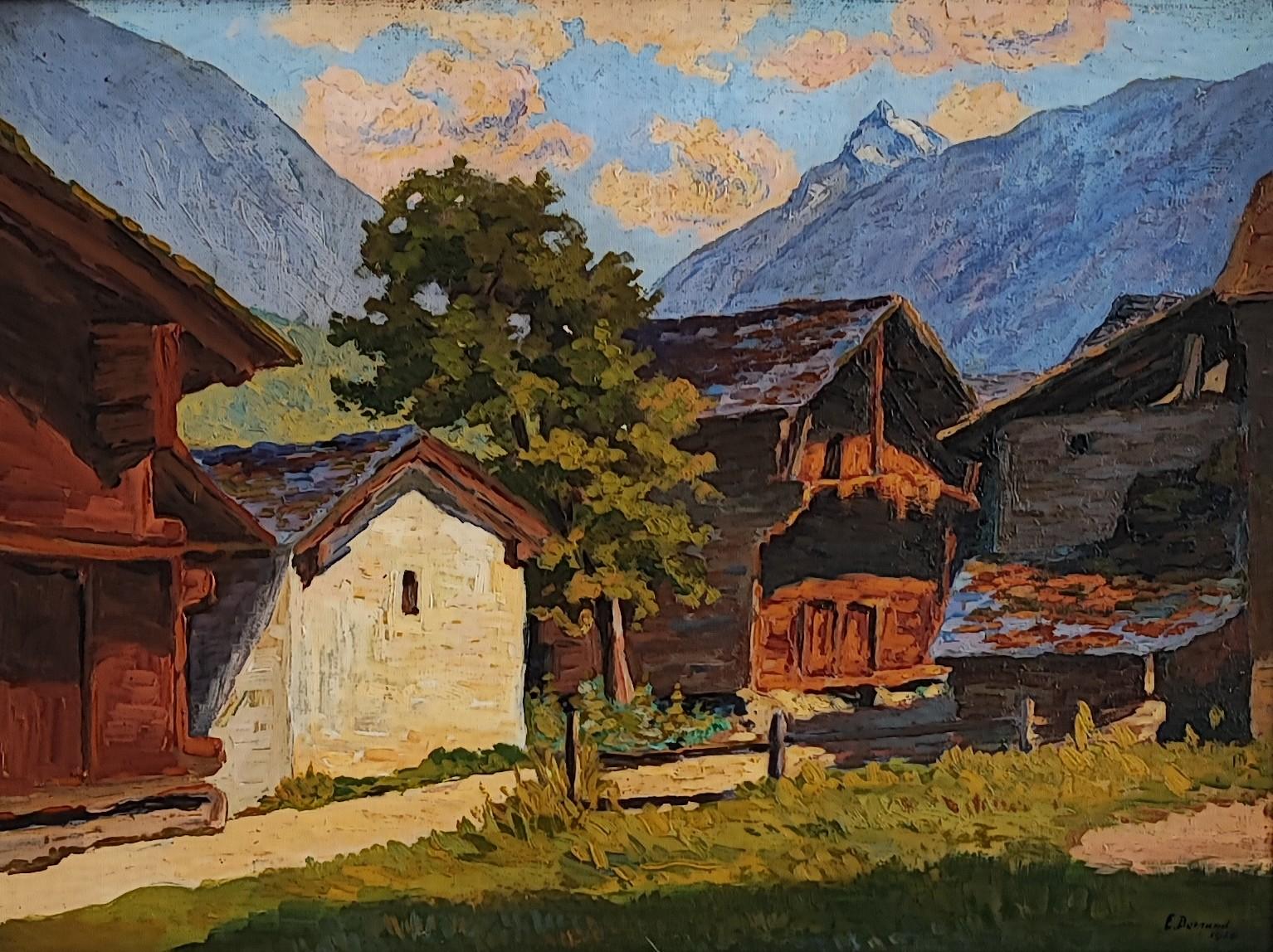 Edmond Bornand Landscape Painting - Mazots in Zermatt, Switzerland