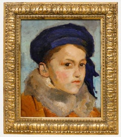 Edmond Céria - Edmond Ceria (1884-1955) - Óleo enmarcado, El niño del sombrero azul Edmond Ceria (1884-1955) - Óleo enmarcado, El niño del sombrero azul