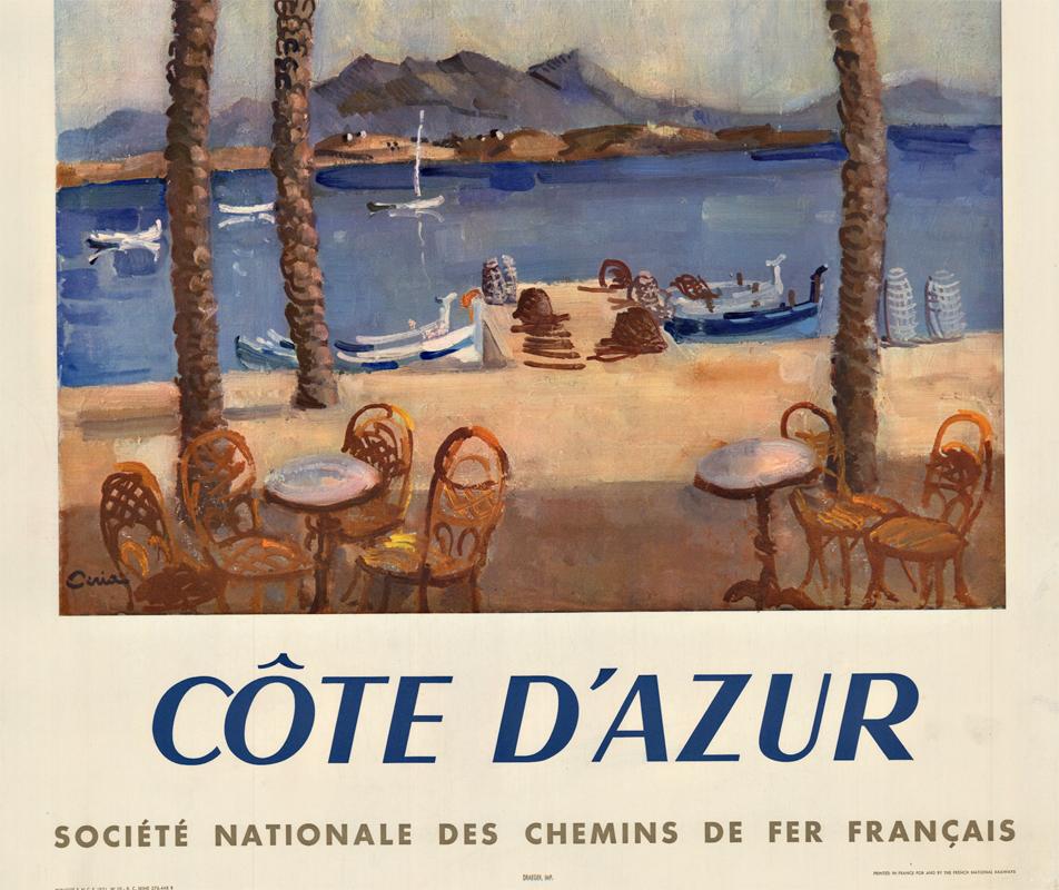 Original Cote d'Azur vintage French travel poster - Print by Edmond Céria