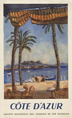 Original Cote d'Azur vintage French travel poster