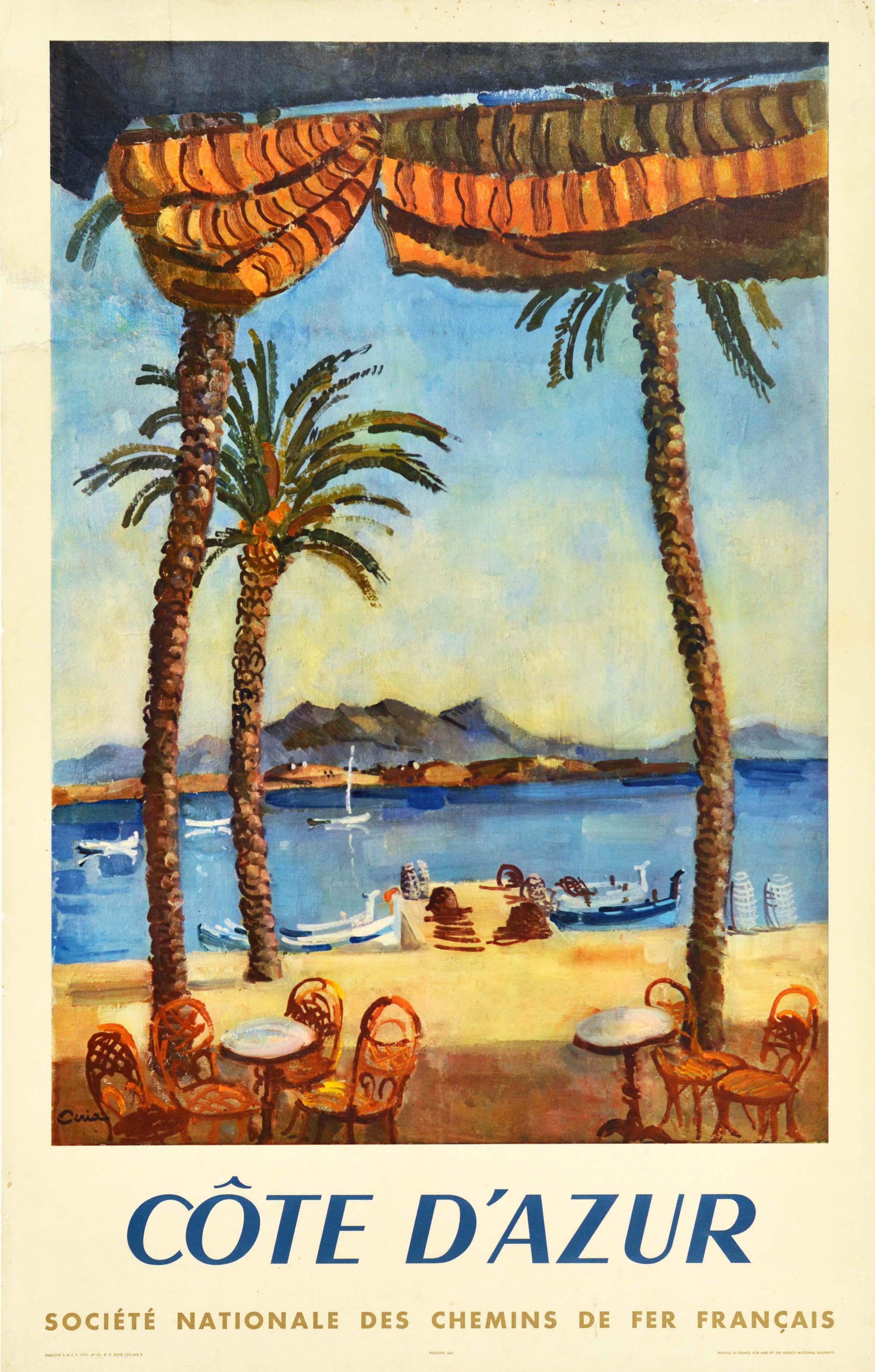 Edmond Céria Print - Original Vintage Rail Travel Poster Cote d'Azur French Riviera Mediterranean Sea