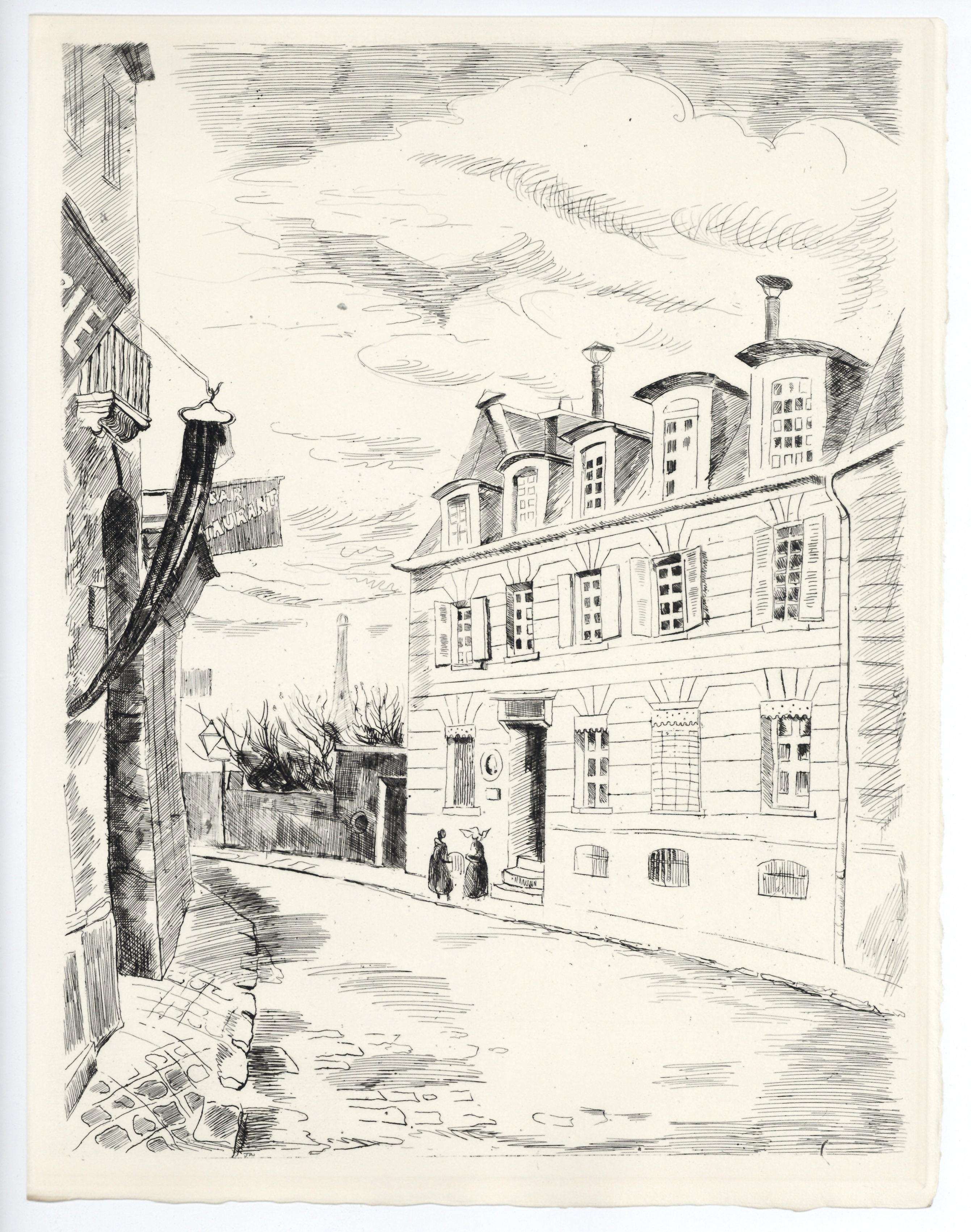 "Songes de Passy" original etching - Print by Edmond Céria