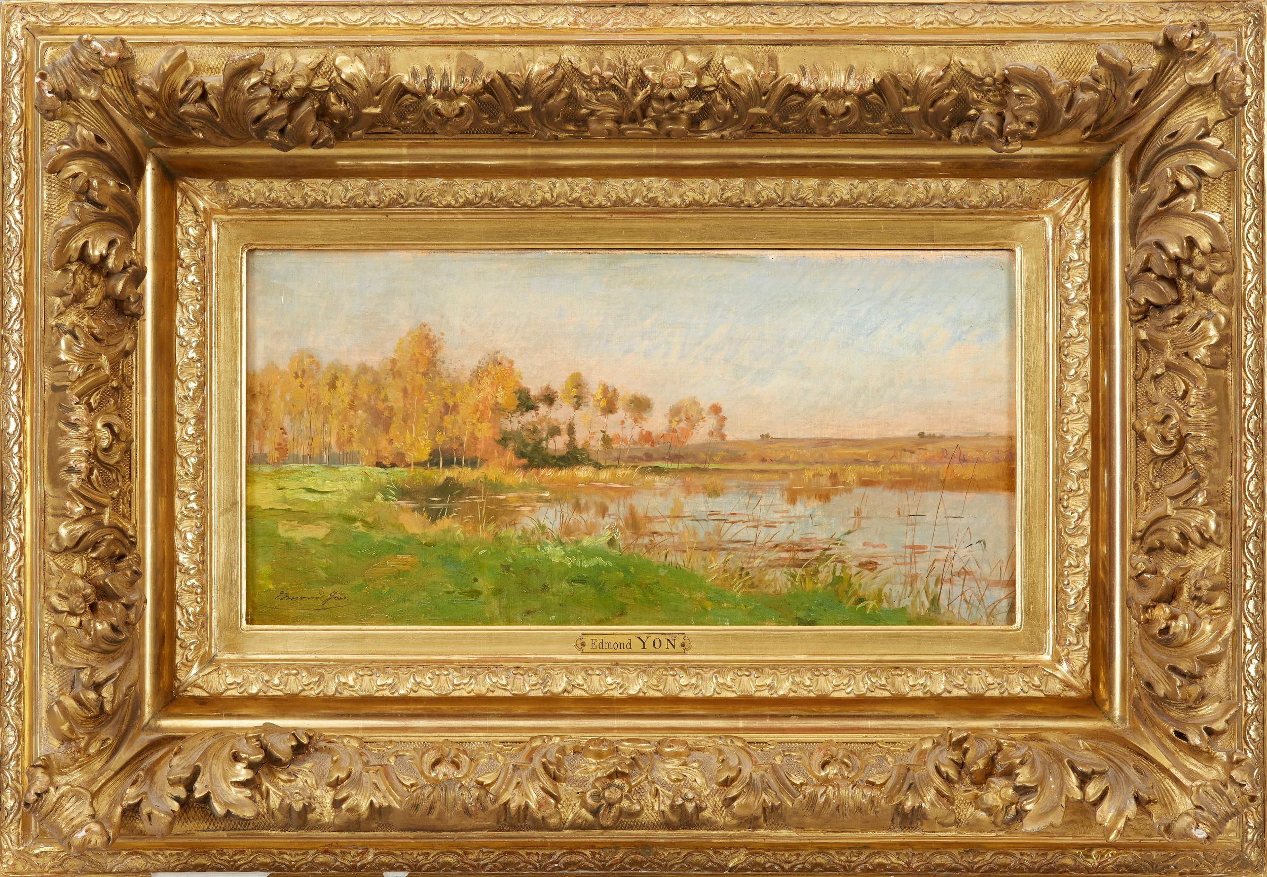 Edmond Charles Joseph Yon Landscape Painting - Bords de la Seine, Oil on Canvas Painting