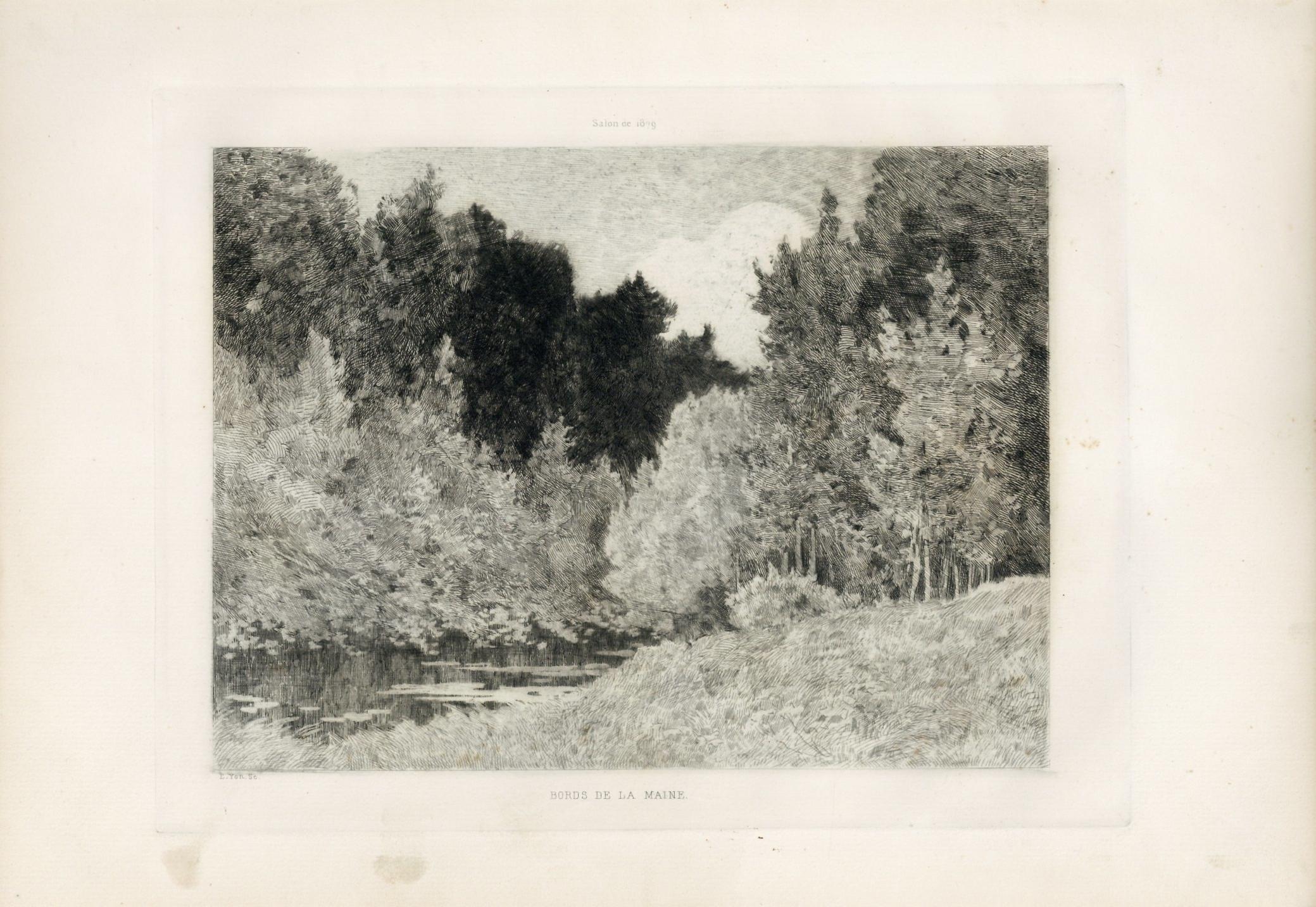 "Bords De La Marne" original etching - Print by Edmond Charles Joseph Yon