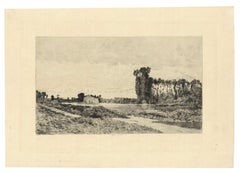"Le Petit Flot - Environs de Montereau" aguafuerte original