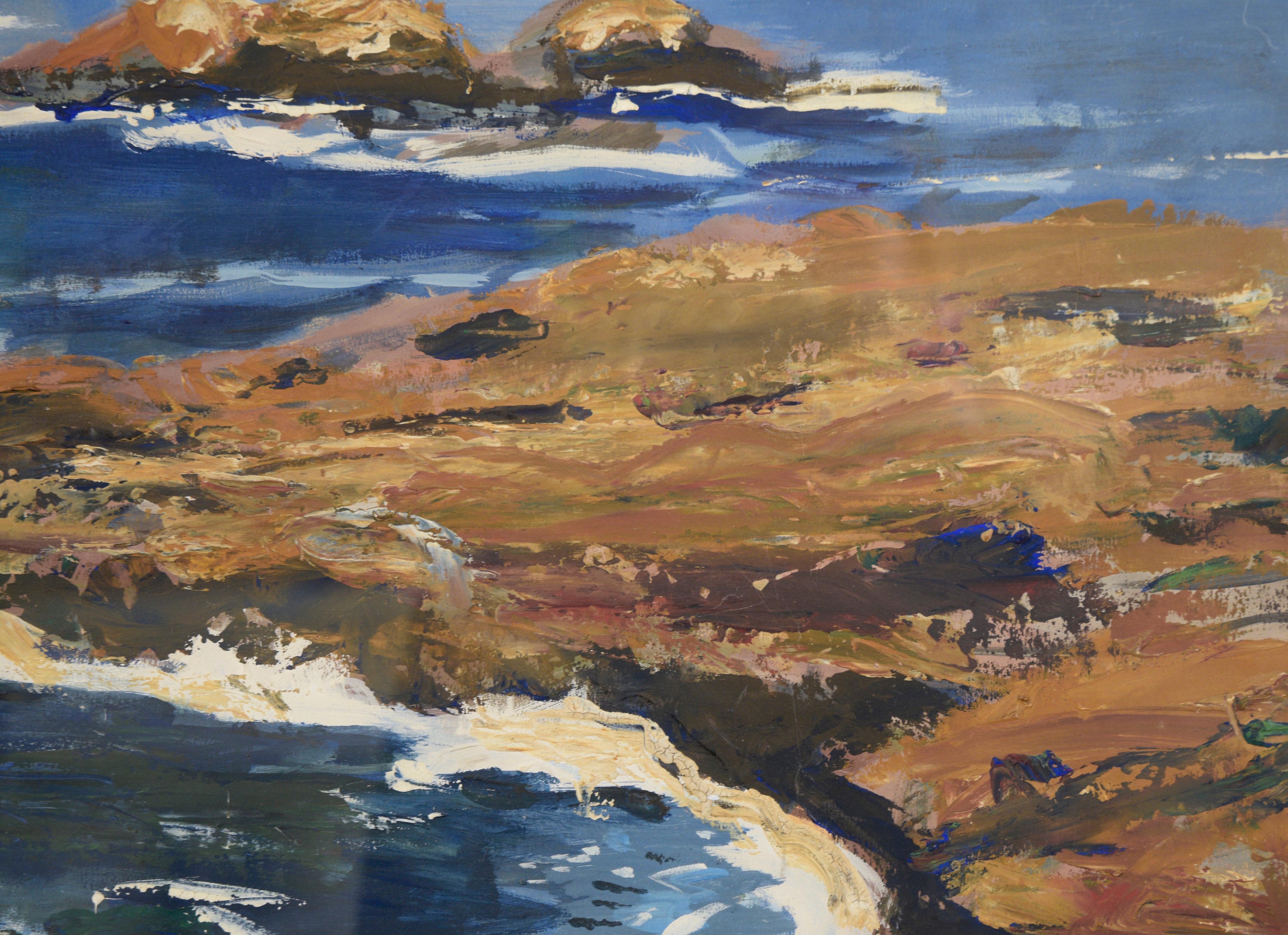 The Artist Paints the California Coast in Marin County - Landscape - American Impressionist Painting by Edmond D. Mauberret