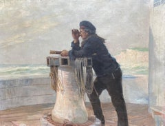 "Marin sur le pont" by Edmond de Palezieux - Oil on canvas 