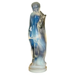 Edmond Etling et Cie - 'Nu aux Cheveux Longs' Opalescent Glass Statuette.