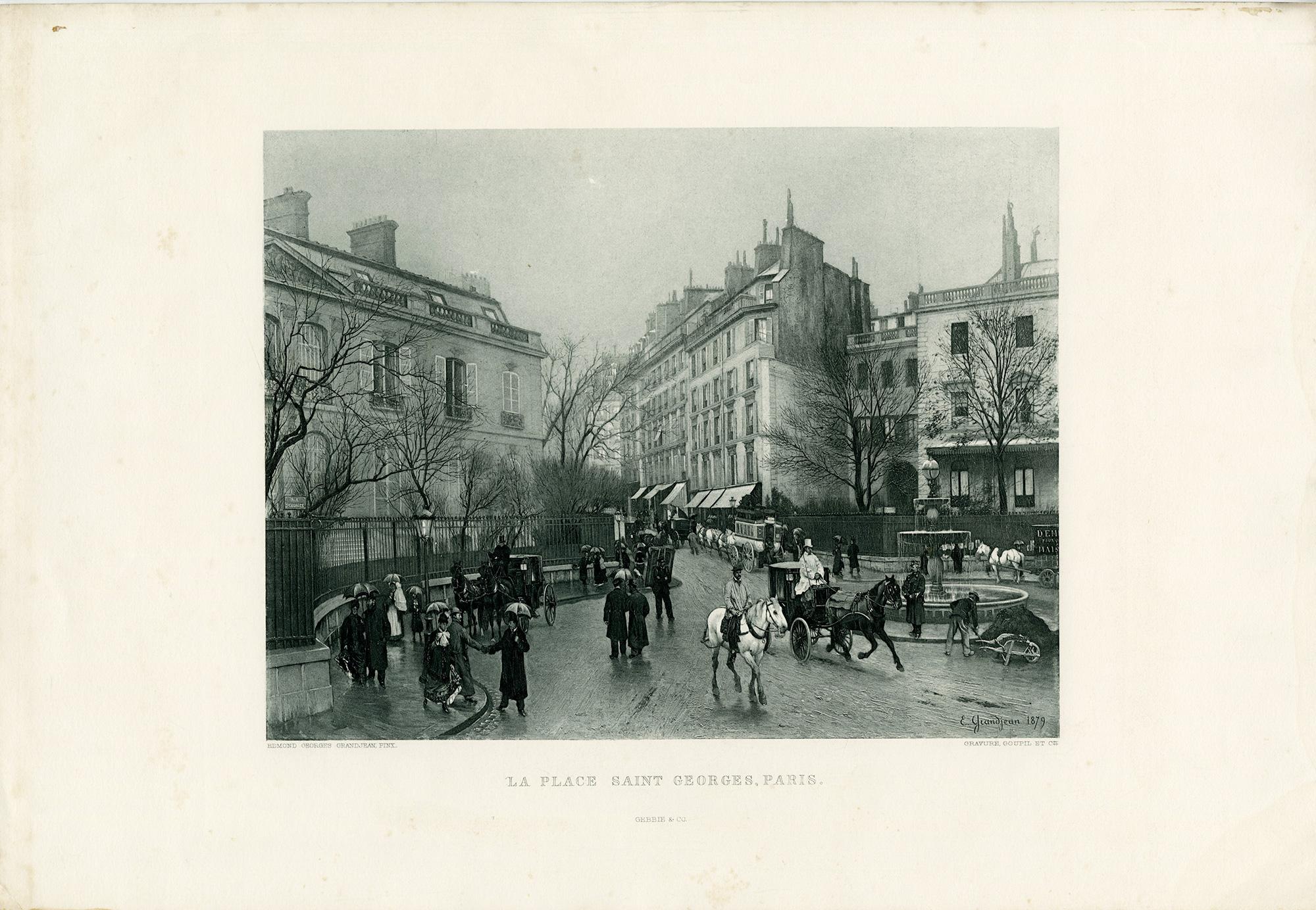 La Place Saint Georges, Paris – Print von Edmond Georges Grandjean