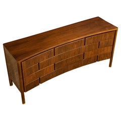 Edmond J. Spence Architectural 12-Drawer Curved Dresser, c 1960, Signed