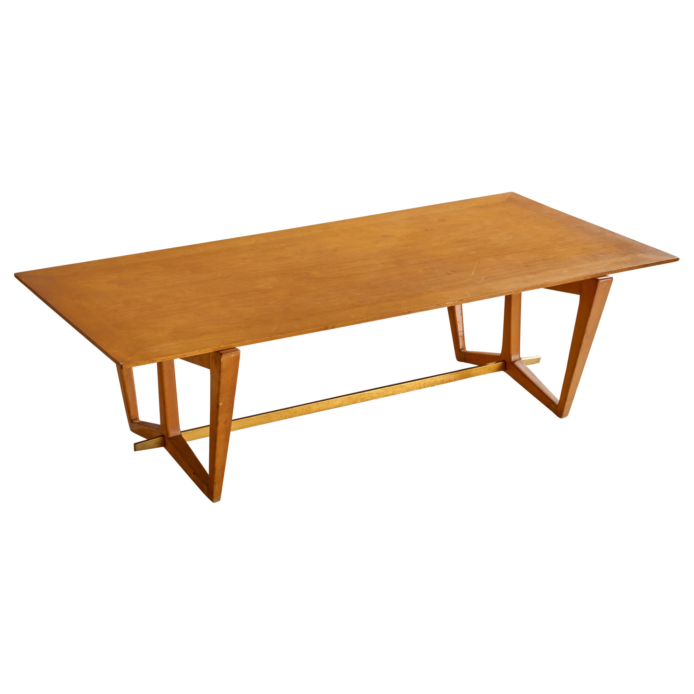 Edmond J. Spence, Coffee Table, Birch, Brass, Sweden, 1950s For Sale