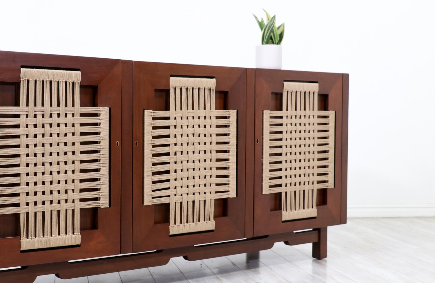 Edmond J. Spence Credenza with Rush Chord Doors for Industria Muebleria For Sale 1