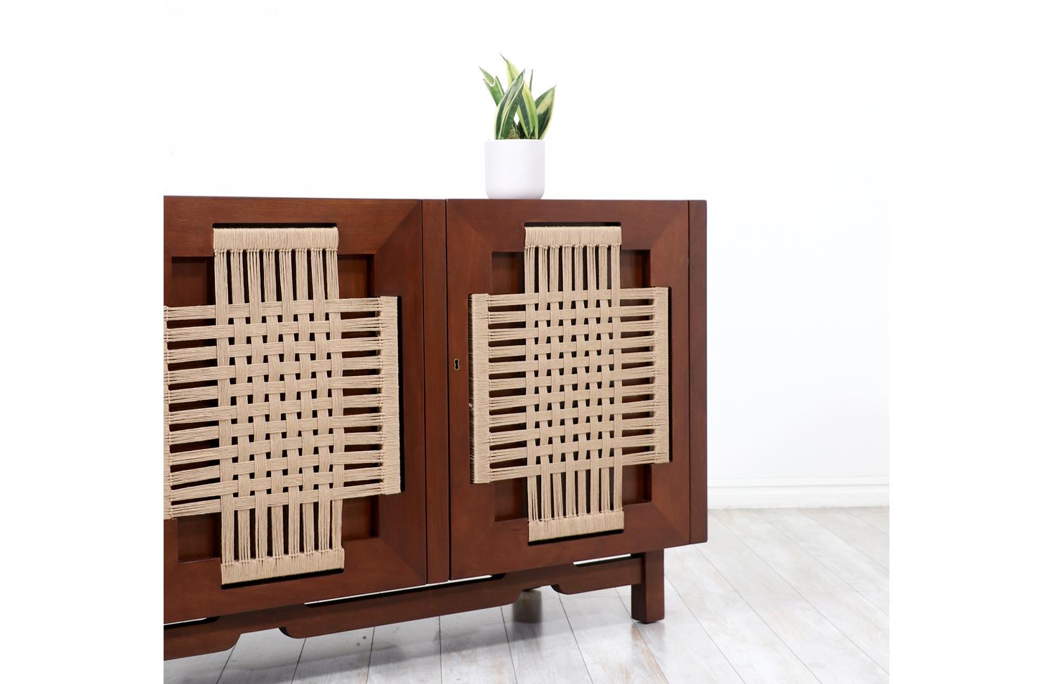 Edmond J. Spence Credenza with Rush Chord Doors for Industria Muebleria For Sale 3
