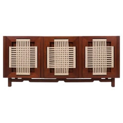 Vintage Edmond J. Spence Credenza with Rush Chord Doors for Industria Muebleria