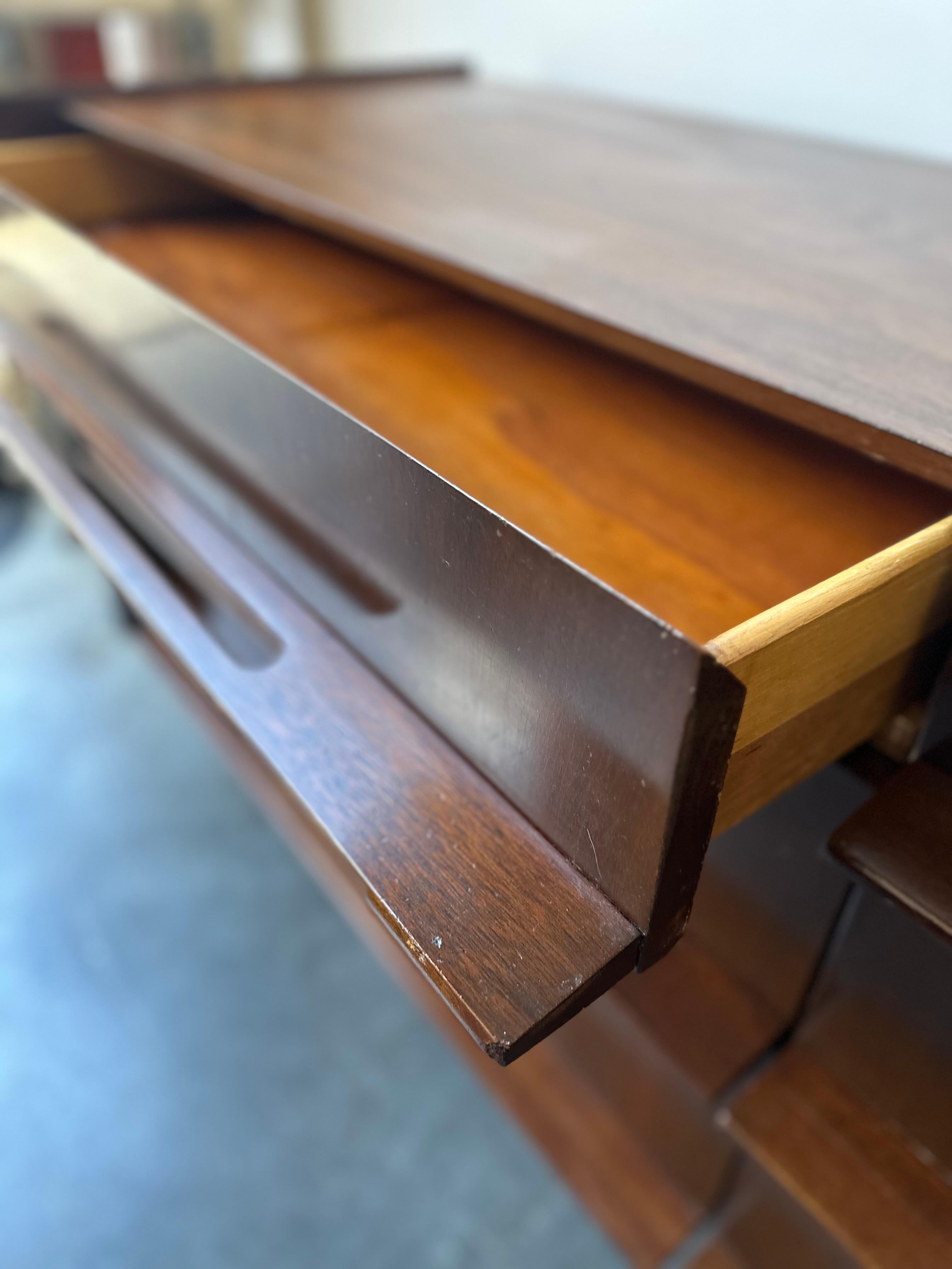 Woodwork Edmond J. Spence Dark Walnut Lowboy Dresser , mcm