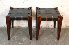 Edmond J. Spence Designed Leather Strap Stools