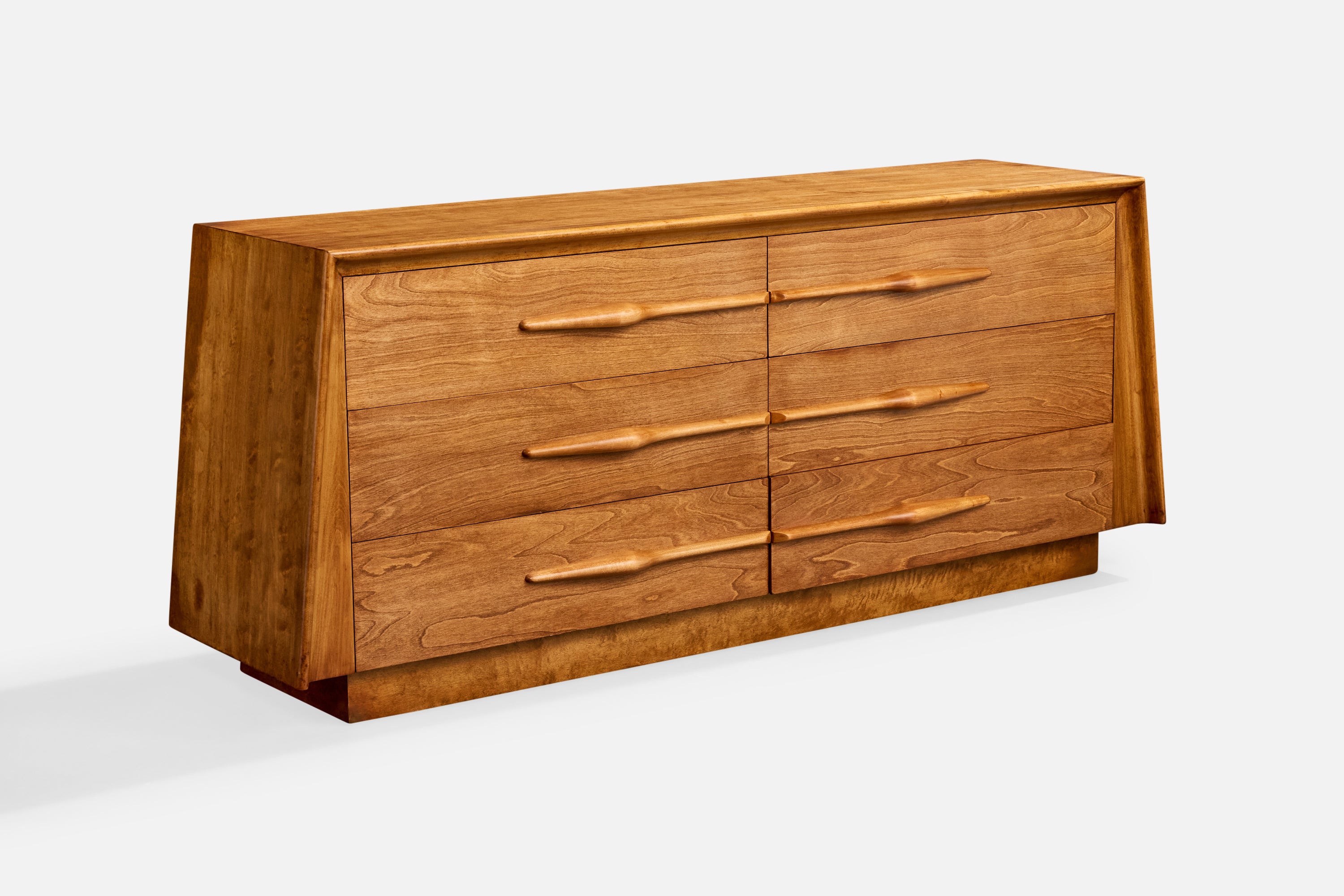 Kommode aus Birkenholz, entworfen und hergestellt vom amerikanischen Designer Edmond J. Spence, hergestellt in Schweden, ca. 1950er Jahre.

Gesamtabmessungen (Zoll): 32,25 