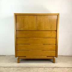 Mid-Century Modern Edmond J. Spence Highboy Dresser, Birch, 1960s