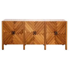 Vintage Edmond J. Spence  Marquetry Credenza