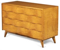 Edmond J. Spence Midcentury Swedish Burled Birch Wavefront Chest