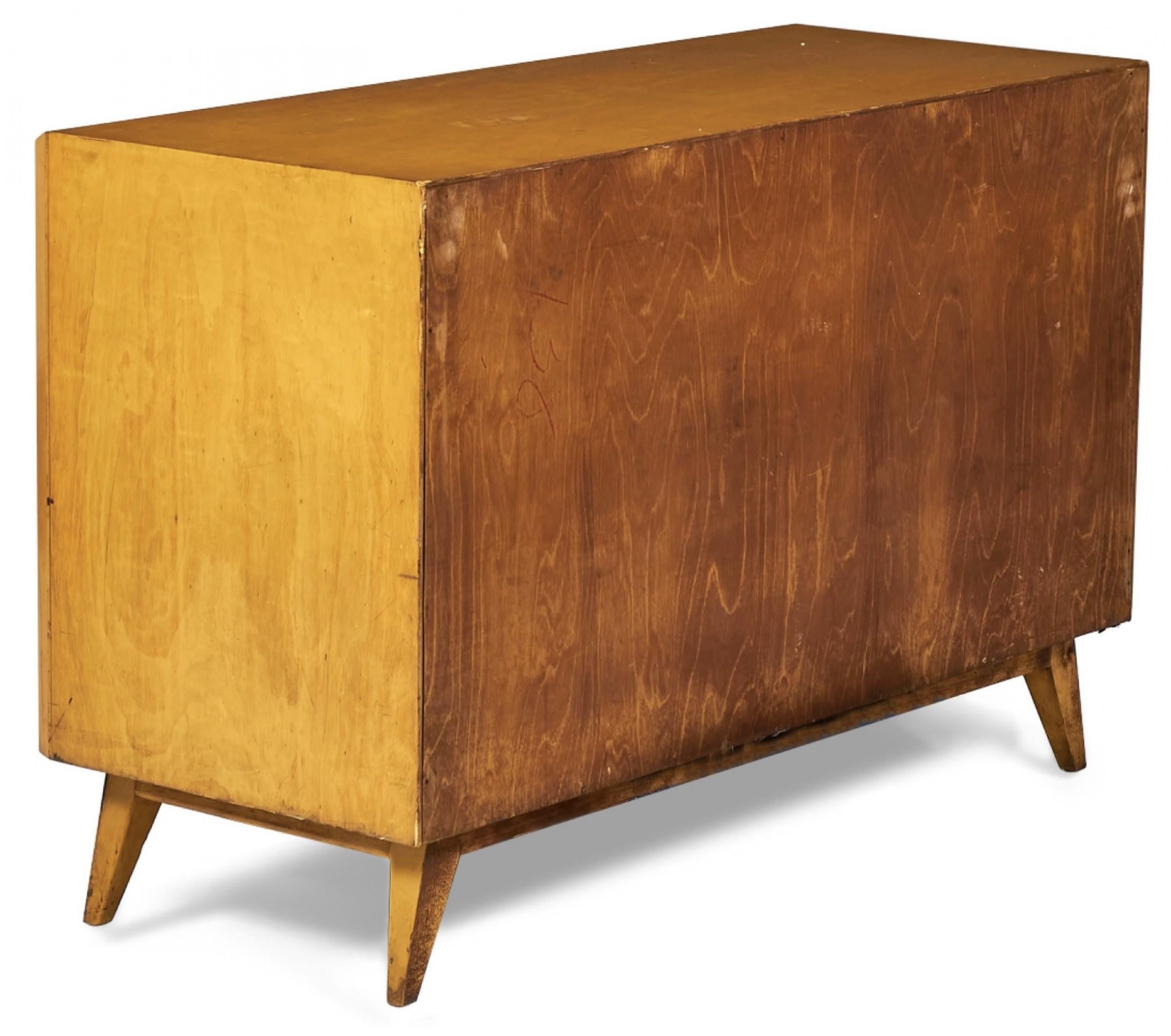 Edmond J. Spence Midcentury Swedish Burled Birch Wavefront Chest In Good Condition For Sale In New York, NY