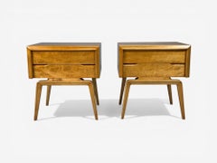 Edmond J Spence, Nightstands, Burled Maple, Bentwood, Sweden, 1960s