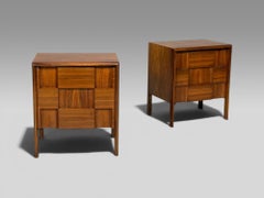 Edmond J. Spence, Sculptural Nightstands, Walnut, Sweden, 1950s