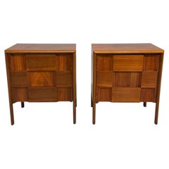 Edmond J. Spence, Sculptural Nightstands, Walnut, Sweden, 1950s