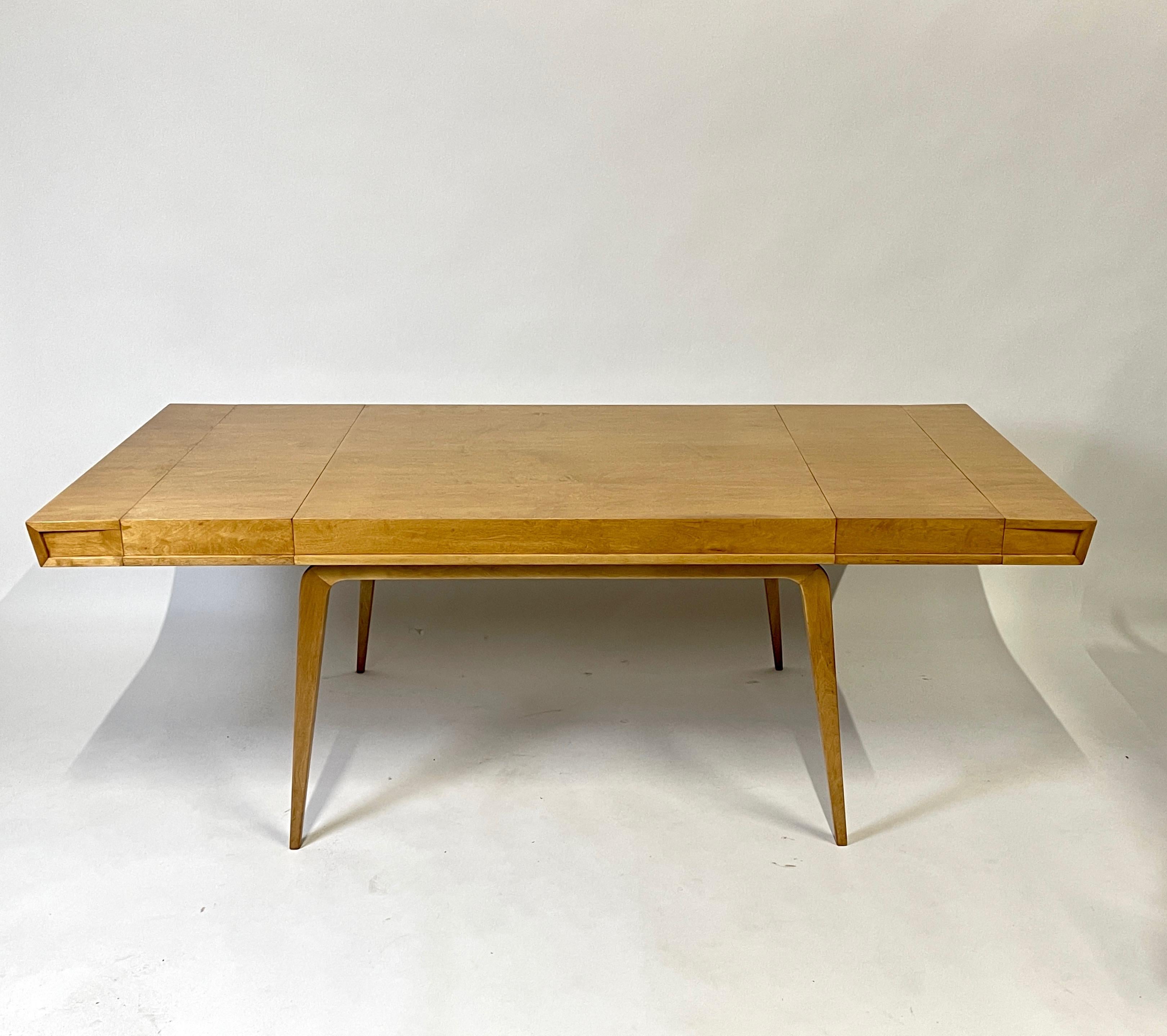 Swedish Edmond J Spence Sculptural Streamlined Mid-Century Modern Extension Dining Table