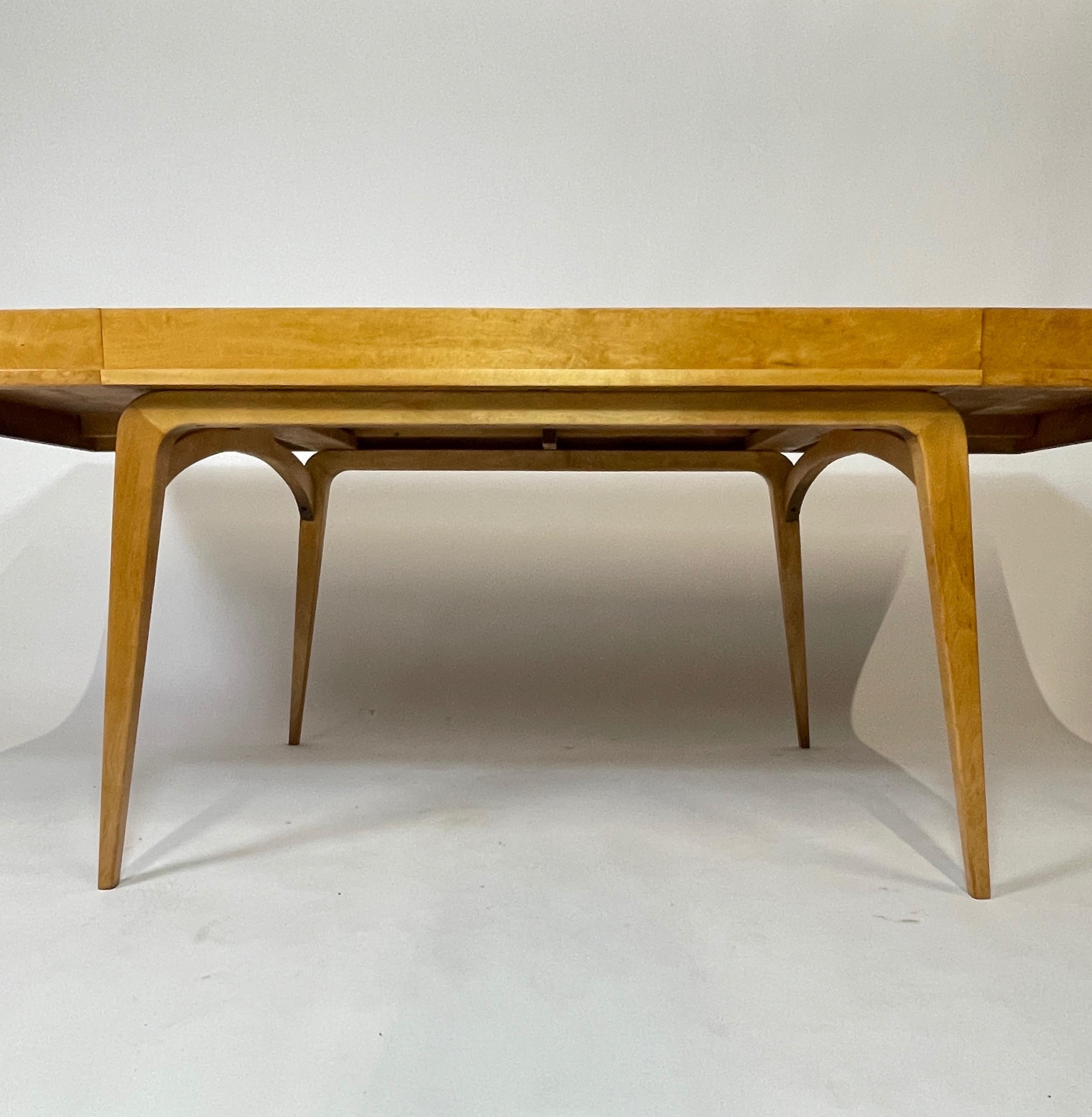 Birch Edmond J Spence Sculptural Streamlined Mid-Century Modern Extension Dining Table