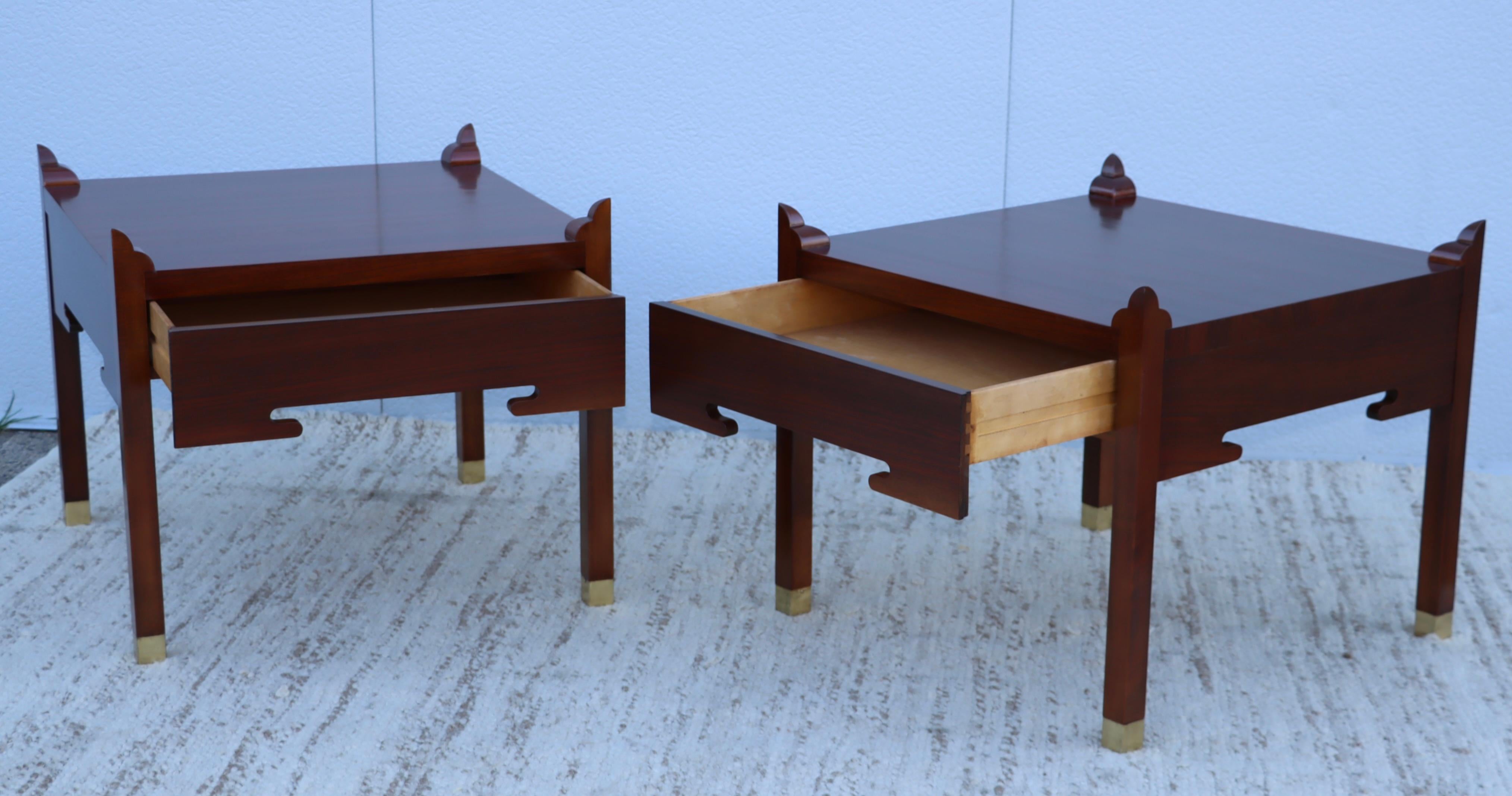 Edmond J. Spence Single Drawer Walnut End Tables In Good Condition For Sale In New York, NY