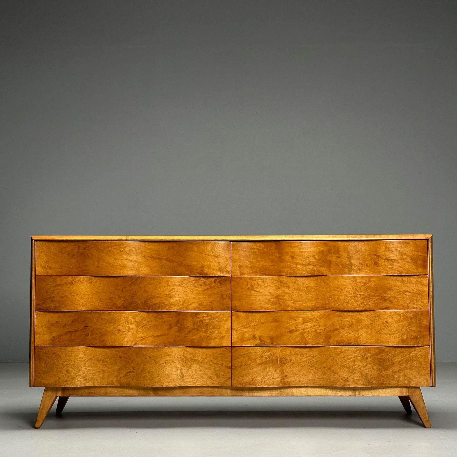 Mid-20th Century Edmond J Spence, Swedish Mid-Century Modern, Wave Dresser, Maple, 1950s