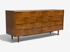 Edmond J Spence, Swedish Modern, Maple, Rare Wave Dresser, 1950s