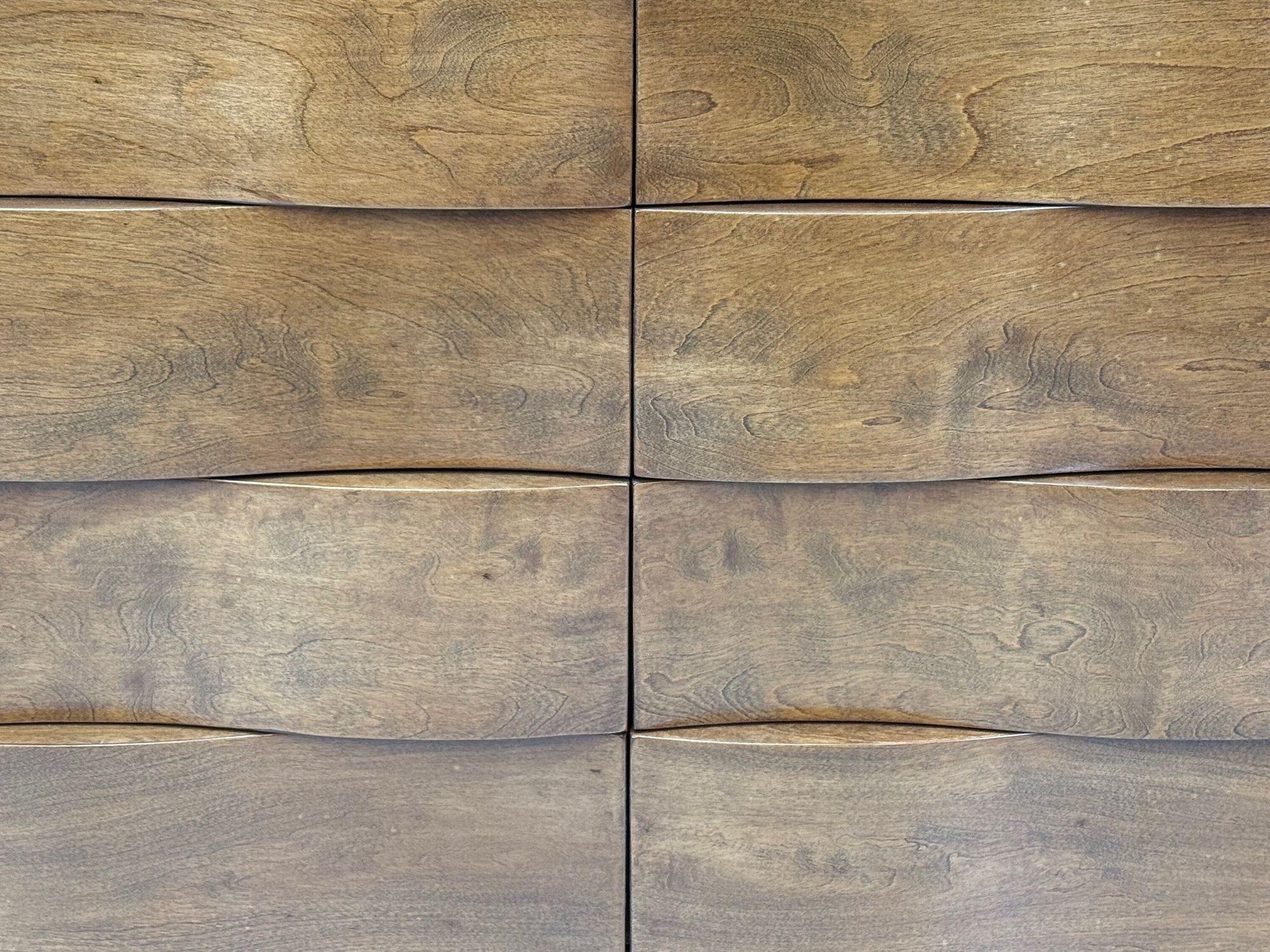 Érable Edmond J Spence, Swedish Modern, Maple, Rare Wave Dresser, 1950s en vente