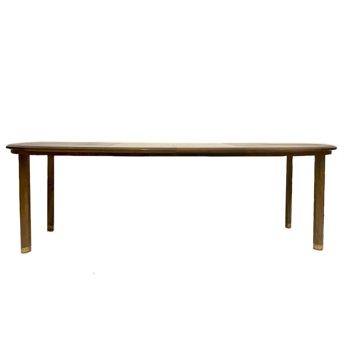 Edmond J. Spence Mixed Wood Oval Extension Dining Table w Burled Elm & Walnut y 4