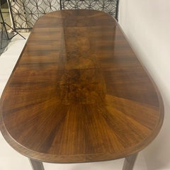 Edmond J. Spence Mixed Wood Oval Extension Dining Table w Burled Elm & Walnut y