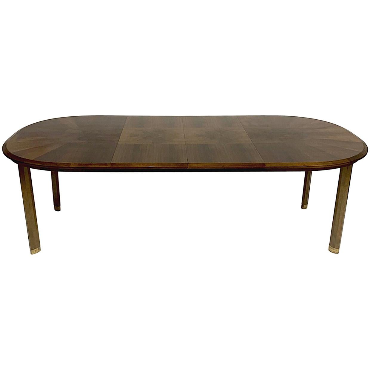 Edmond J. Spence Mixed Wood Oval Extension Dining Table w Burled Elm & Walnut y