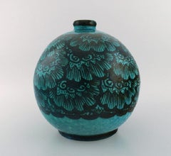 Edmond Lachenal, France, Large Round Unique Vase, 1920s/30s