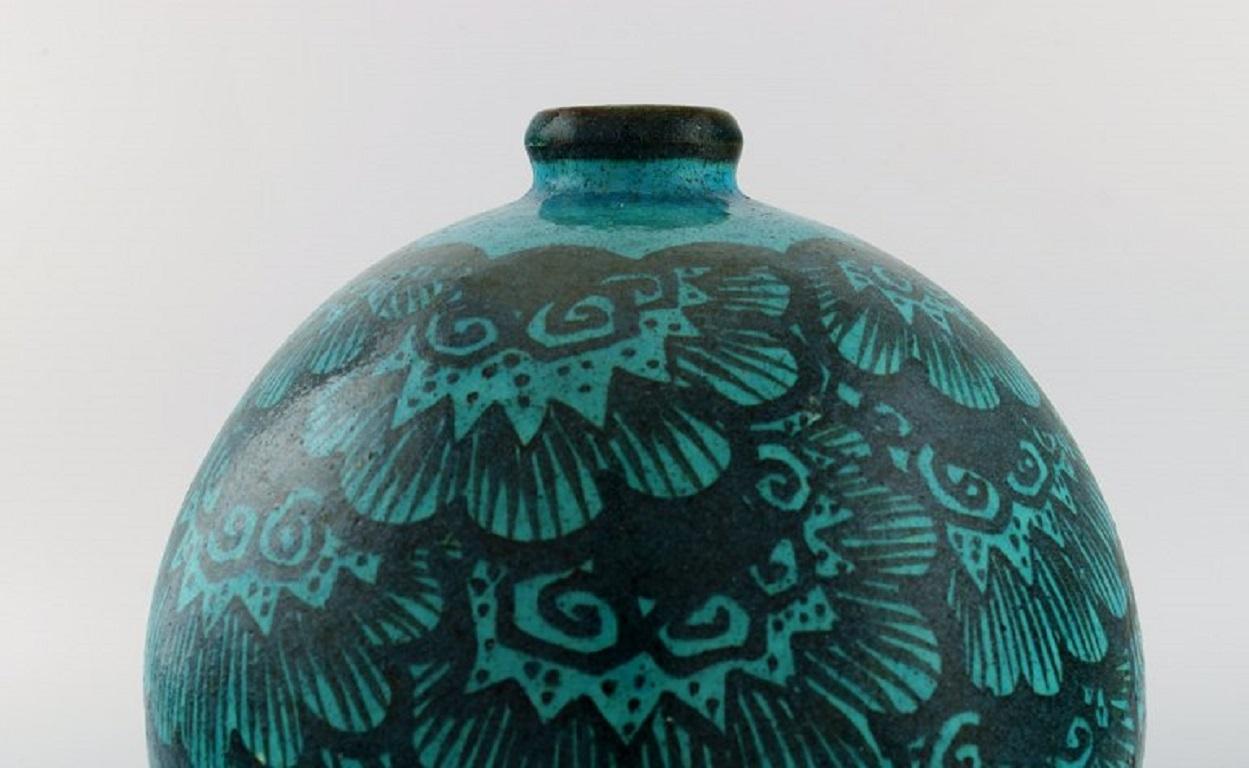 Glazed Edmond Lachenal, France, Large Round Unique Vase, 1920s/30s