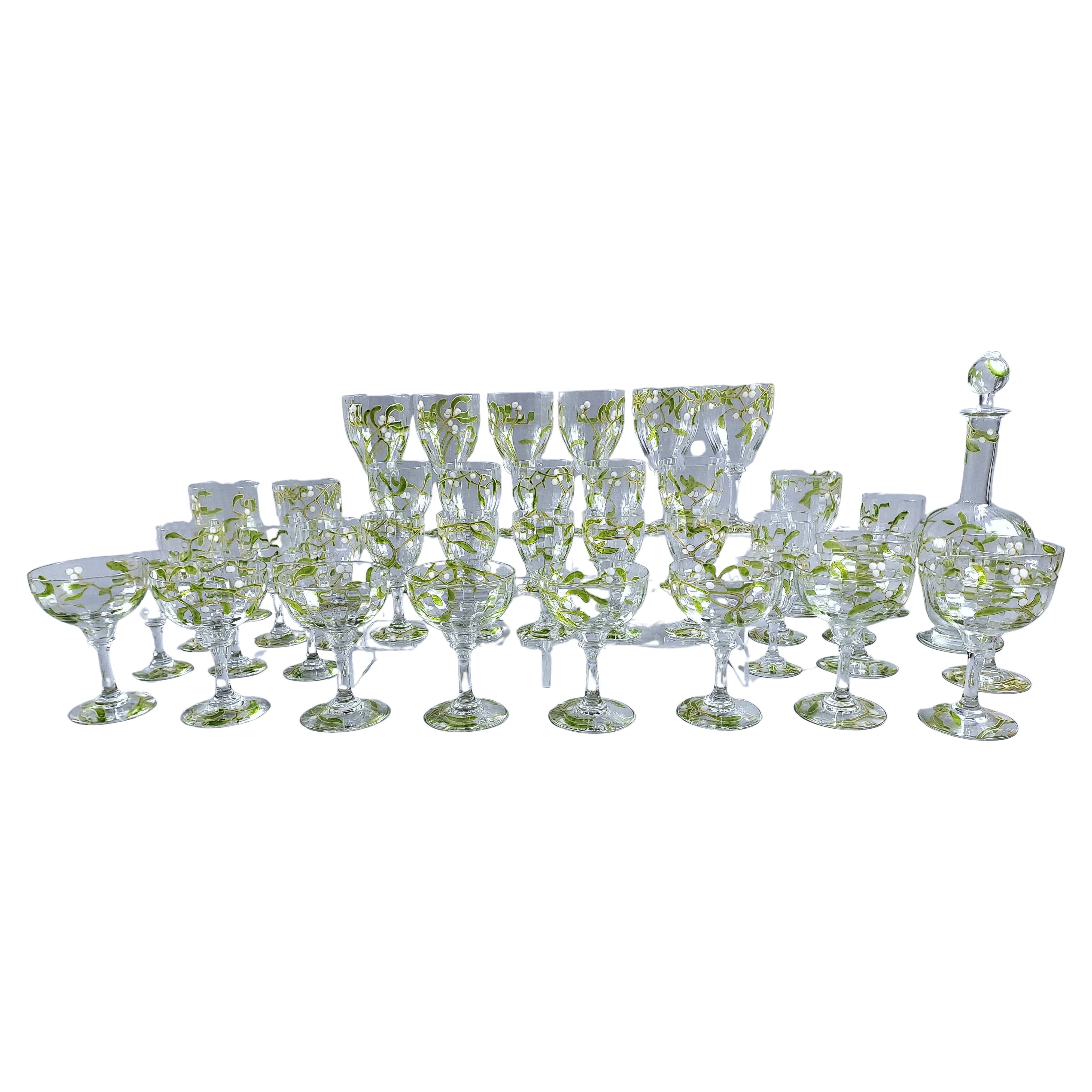 Edmond Lachenal 
Daum Nancy, Rare Art Nouveau Service - 41 Pieces – “mistletoe”