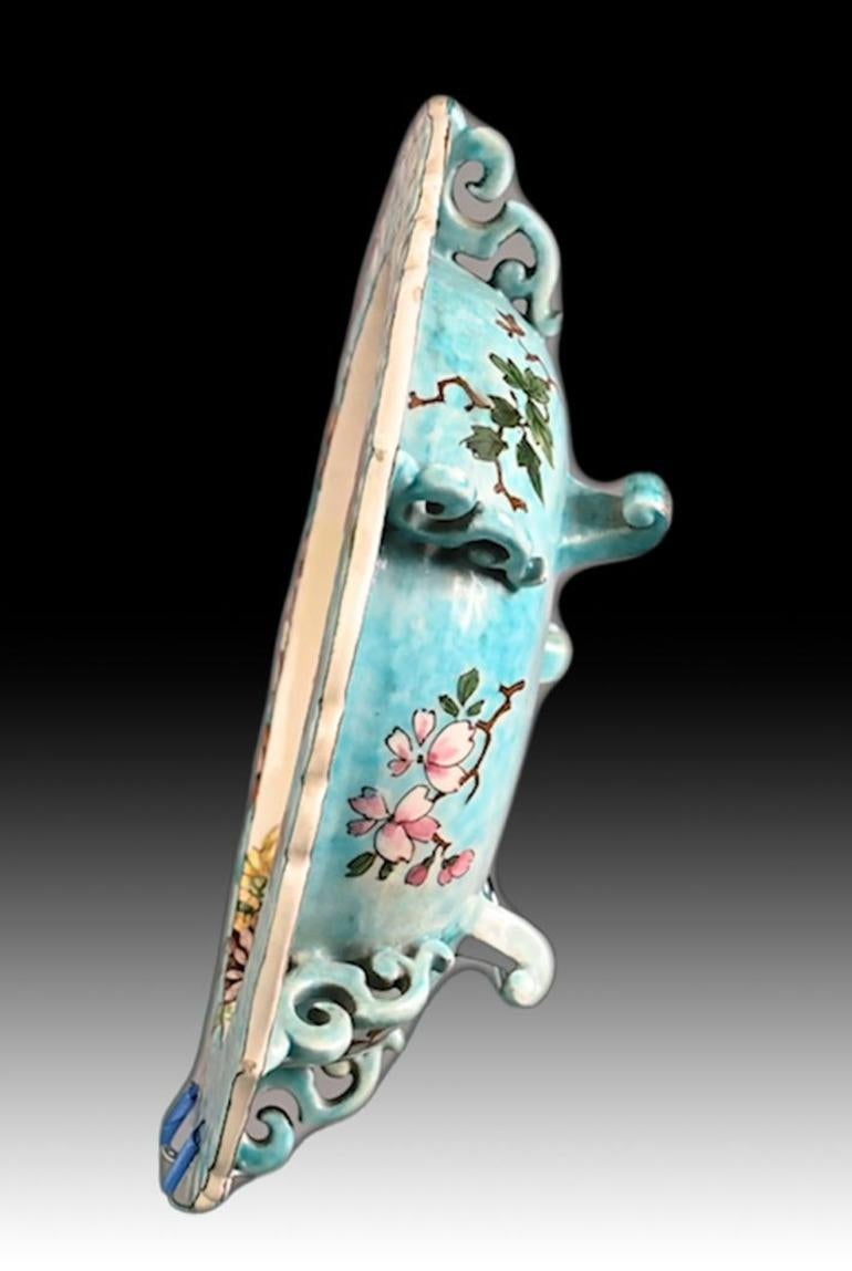 Japonisme Bol décoré de fleurs Edmond LACHENAL pour L'ESCALIER DE CRISTAL en vente