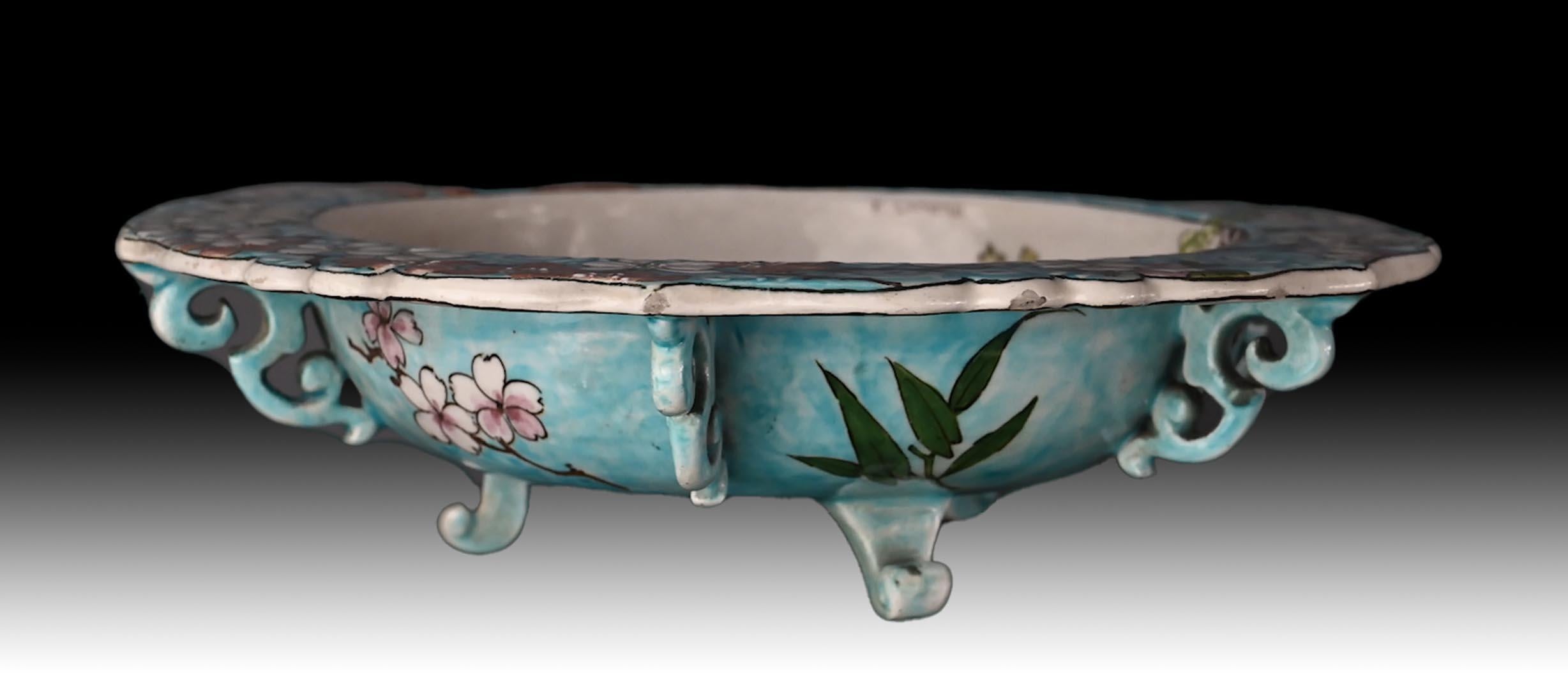 Français Bol décoré de fleurs Edmond LACHENAL pour L'ESCALIER DE CRISTAL en vente