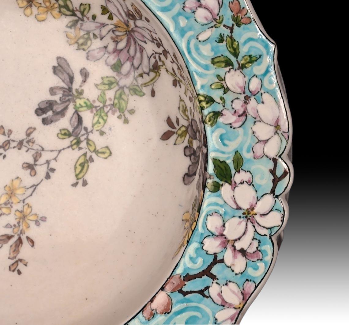 XIXe siècle Bol décoré de fleurs Edmond LACHENAL pour L'ESCALIER DE CRISTAL en vente