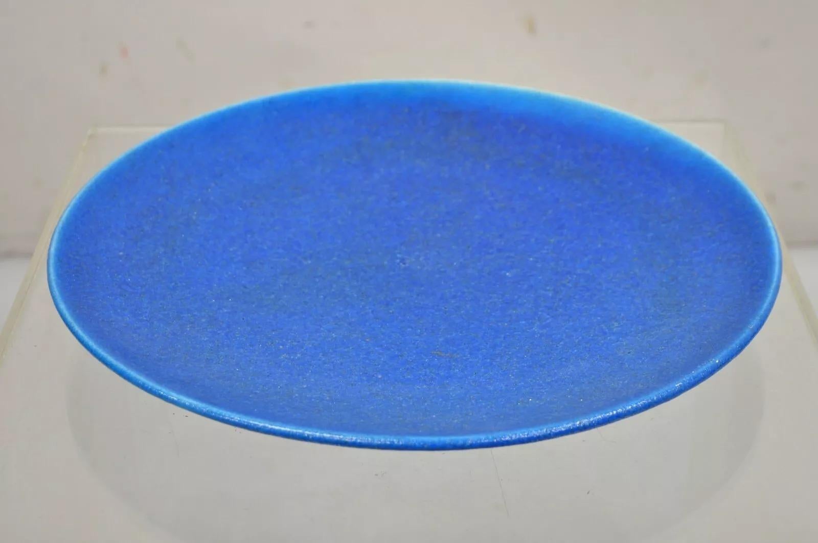 Plato Cargador de Cerámica Esmaltada Azul Turquesa Art Nouveau Francés Edmond Lachenal en venta 5