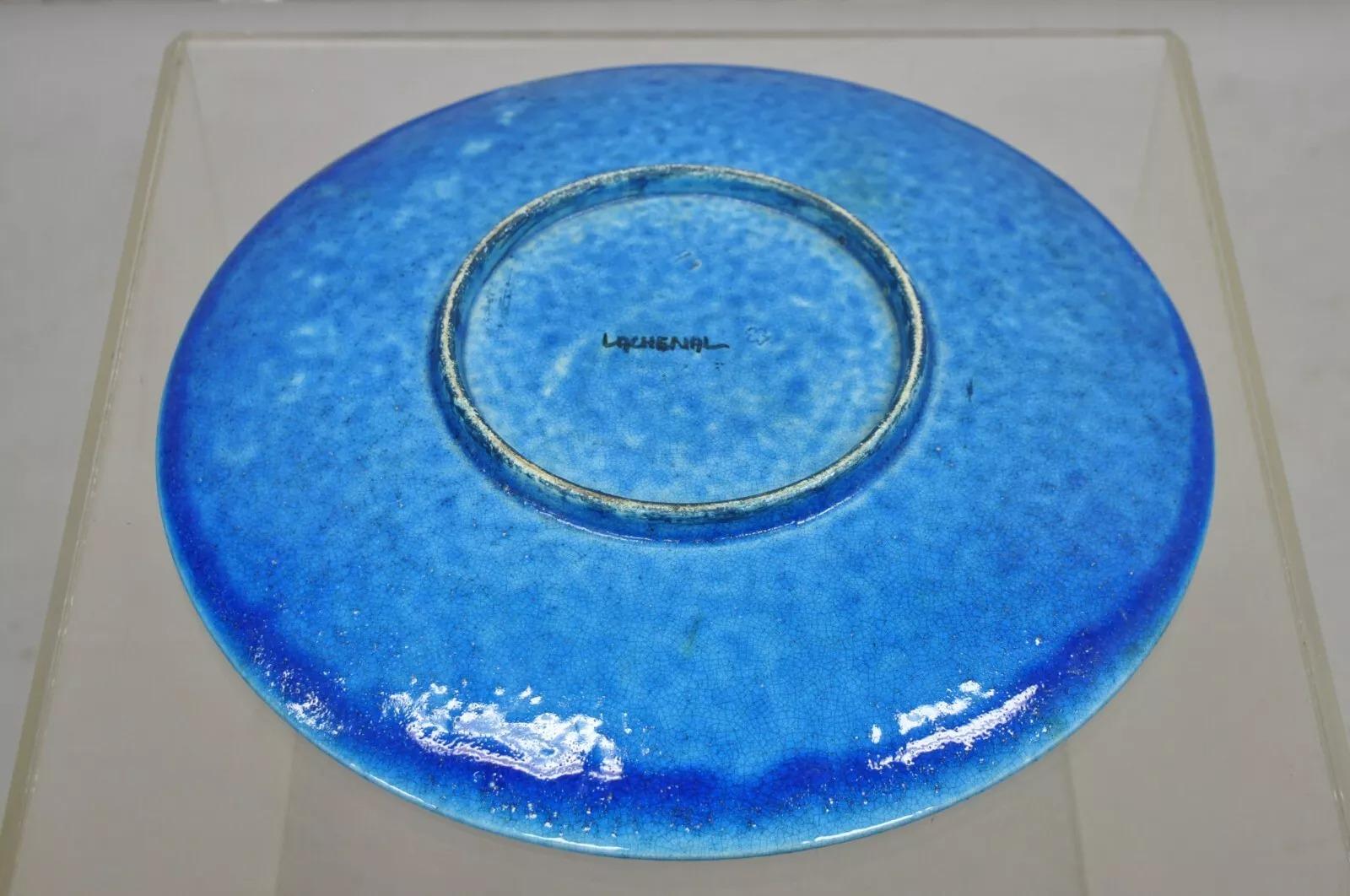 Plato Cargador de Cerámica Esmaltada Azul Turquesa Art Nouveau Francés Edmond Lachenal Desconocido en venta