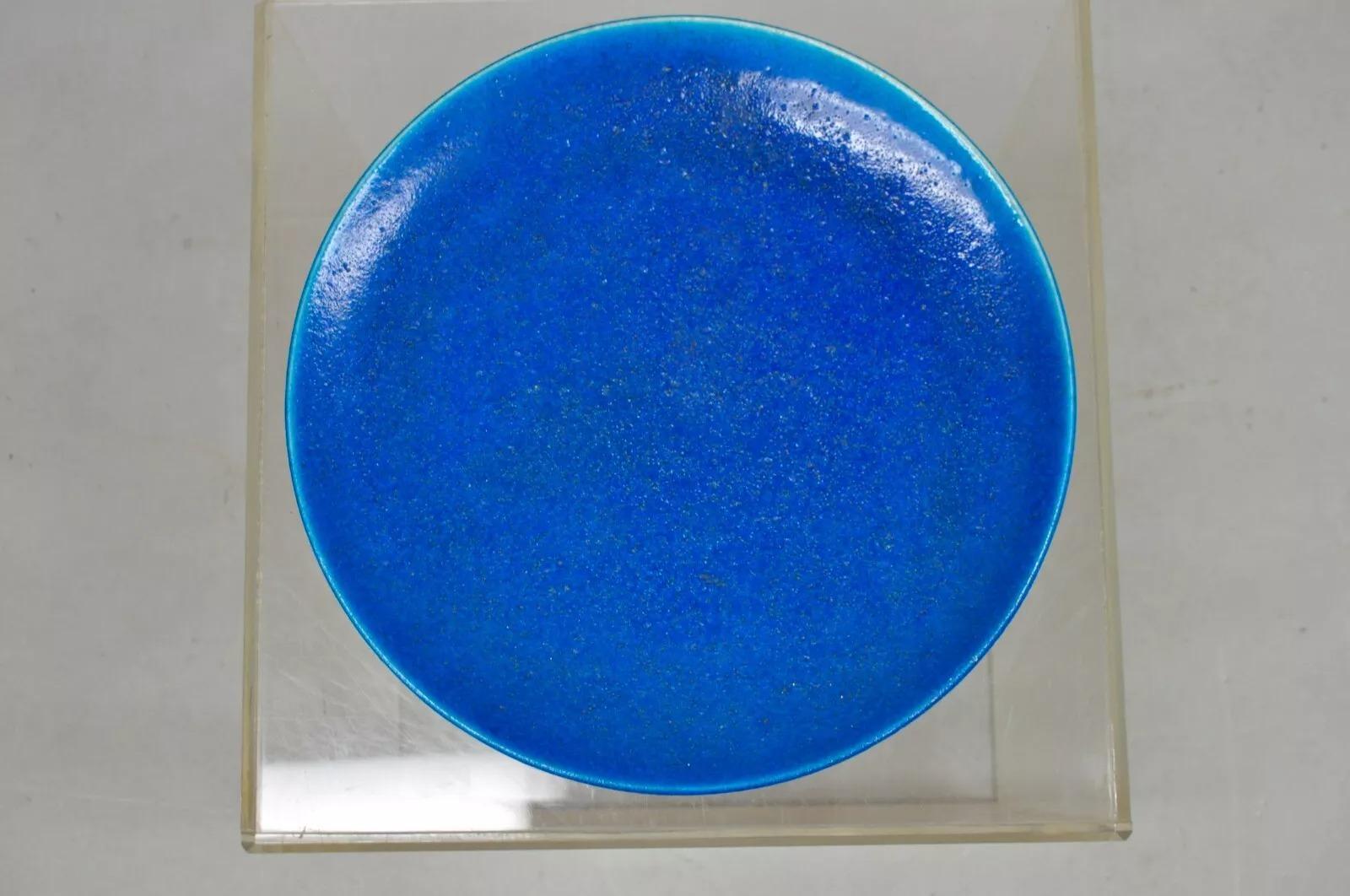Plato Cargador de Cerámica Esmaltada Azul Turquesa Art Nouveau Francés Edmond Lachenal en venta 3