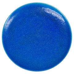 Plato Cargador de Cerámica Esmaltada Azul Turquesa Art Nouveau Francés Edmond Lachenal