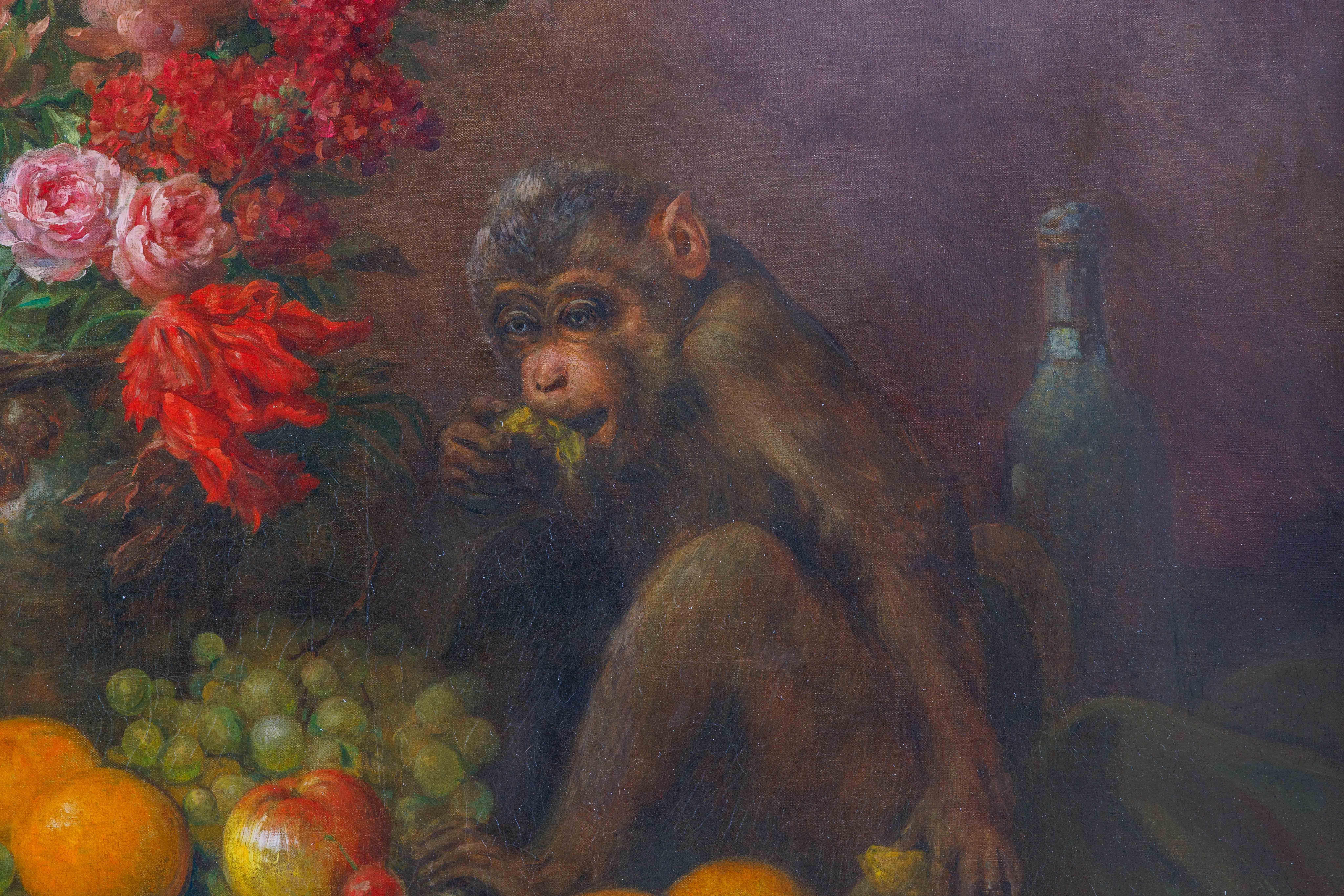 Edmond Louis Maire (French, 1862-1914) A Monkey Still Life Painting, 1904 For Sale 2