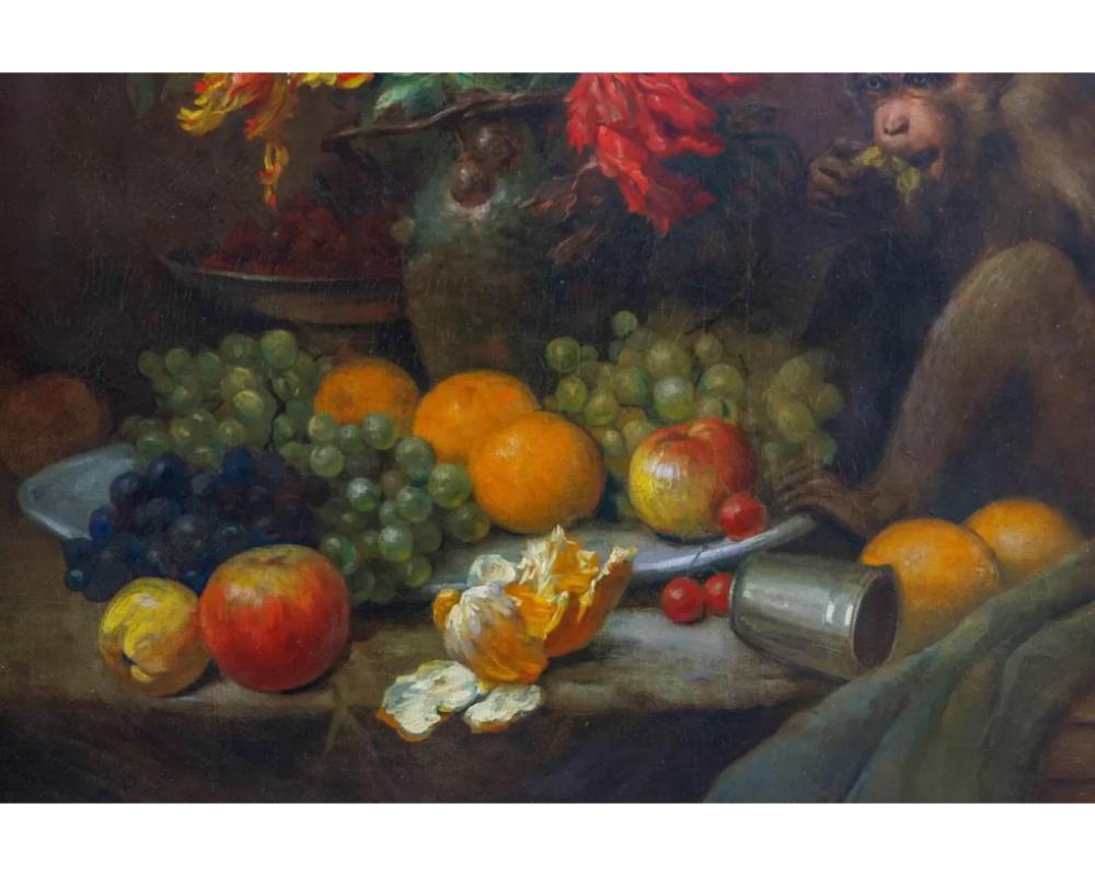 20th Century Edmond Louis Maire (French, 1862-1914) a Monkey Still Life Painting, 1904 For Sale